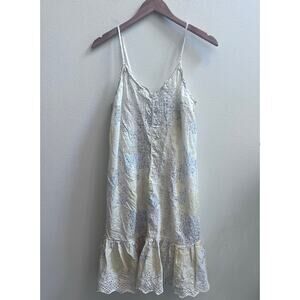 Rachel Zoe Cream Midi Slip Dress with Blue Floral Print